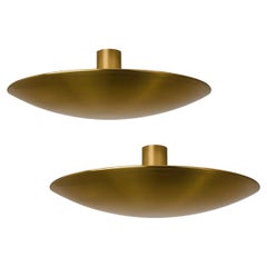 1 of the 2 Large Florian Schulz Brass Flushmount Ceiling /Wall Lights, 1970