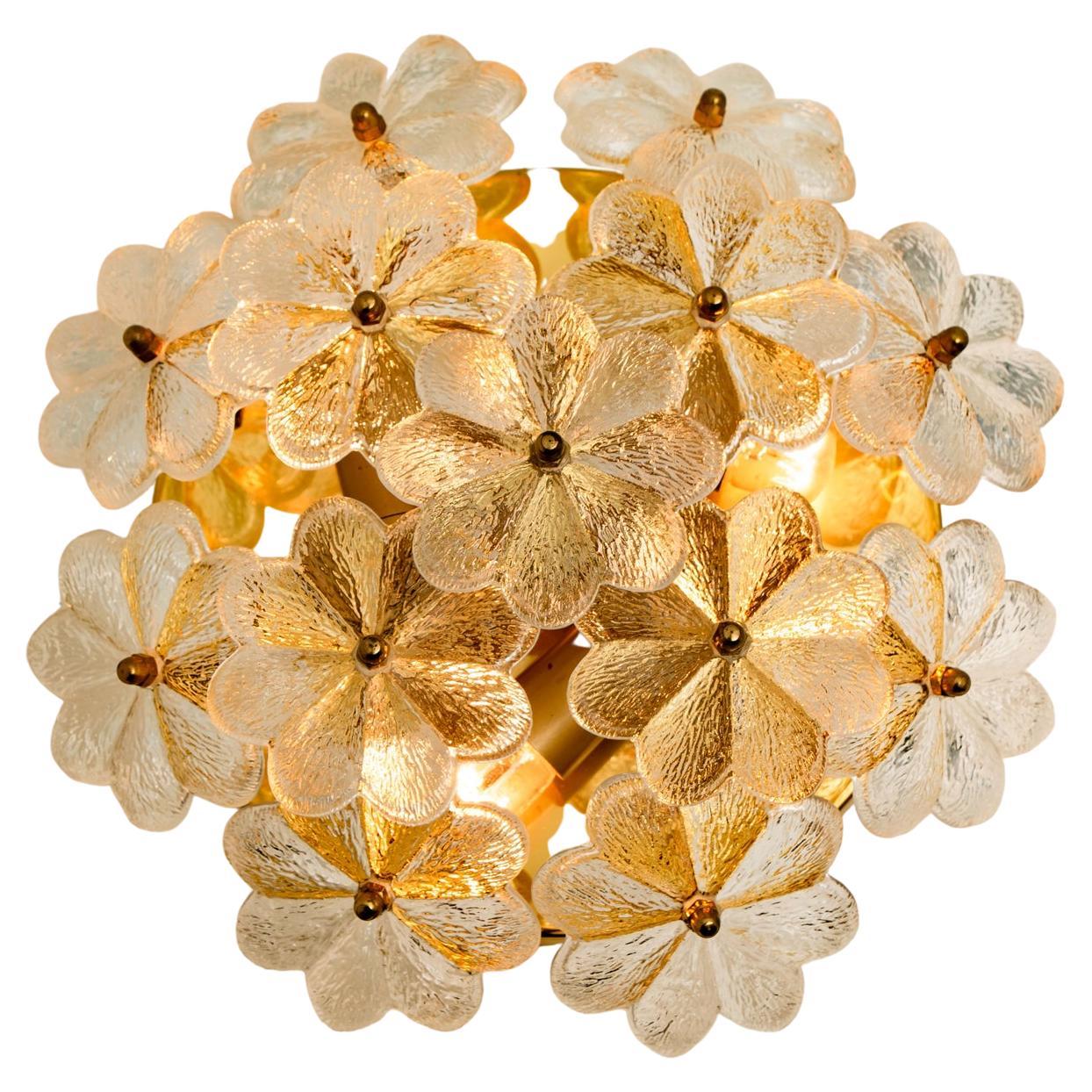 Large Quantity of Glass and Brass Floral Wall Lights from Ernst Palme, 1970s For Sale