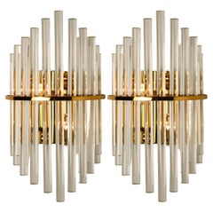 One of the Six Modern Glass Rod Wall Sconces of Sciolari for Lightolier