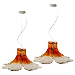 Pair of  Pendant Lamps Model by Carlo Nason for Mazzega