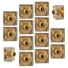 1 of the 14 Blown Glass Cube Table, Wall or Ceiling Lights, Austria, 1960s