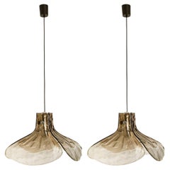 Brown Clear Glass Pendant Lights Model LS185 by Carlo Nason for Mazzega