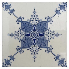 White and Blue Art Deco Glazed Tiles by Le Glaive, Belgium