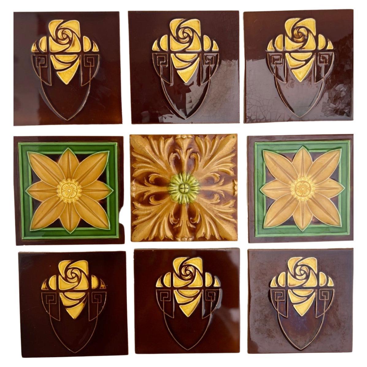 1 of the 40 Art Deco Glazed Relief Tiles by Gilliot, Hemiksem, circa