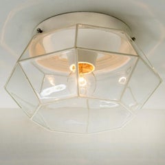 1 of the 4 White Clear Glass Flush Mount by Limburg, Germany, 1960s