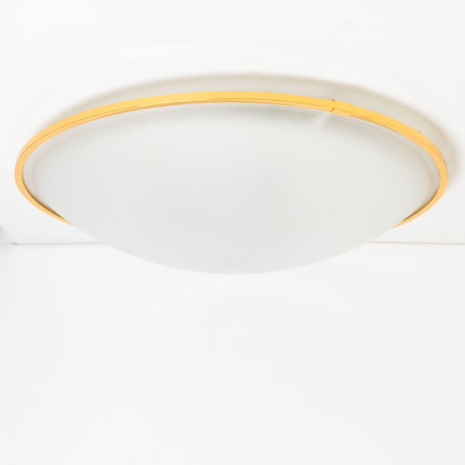 Large Opaque Glass and Brass Flush Mount by Glashütte Limburg, 1960s For Sale