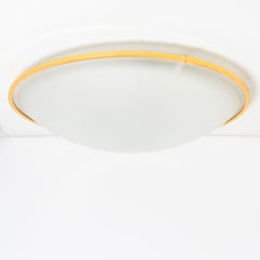 Large Opaque Glass and Brass Flush Mount by Glashütte Limburg, 1960s