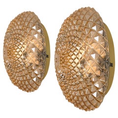 1 of the 4 Amber Glass Flush Mount or Wall Lights Germany, 1960s