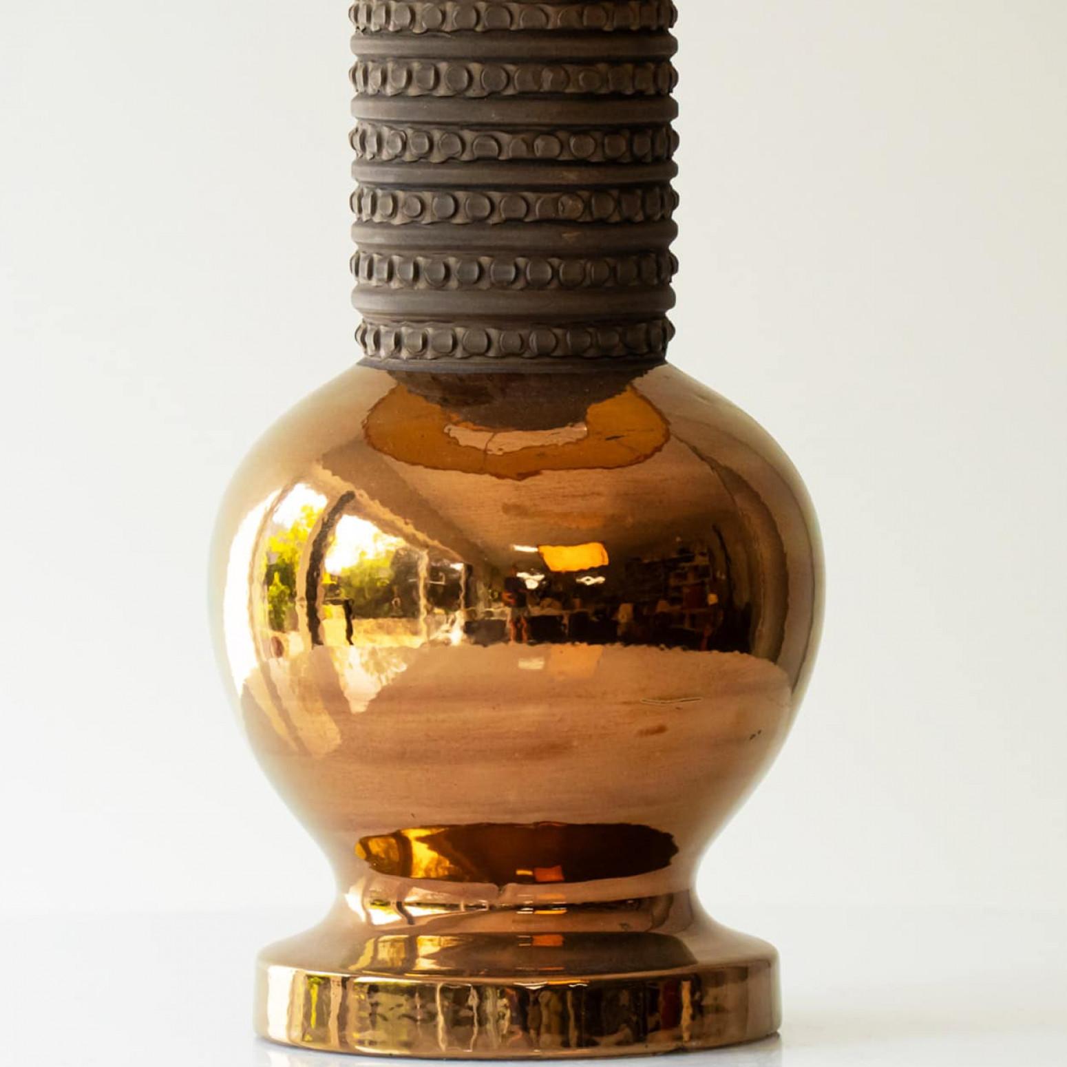 Other 1 of the 5 XL Gold Warm Tones Table Lamps, Custom Silk Lamp Shades by R. Houben For Sale