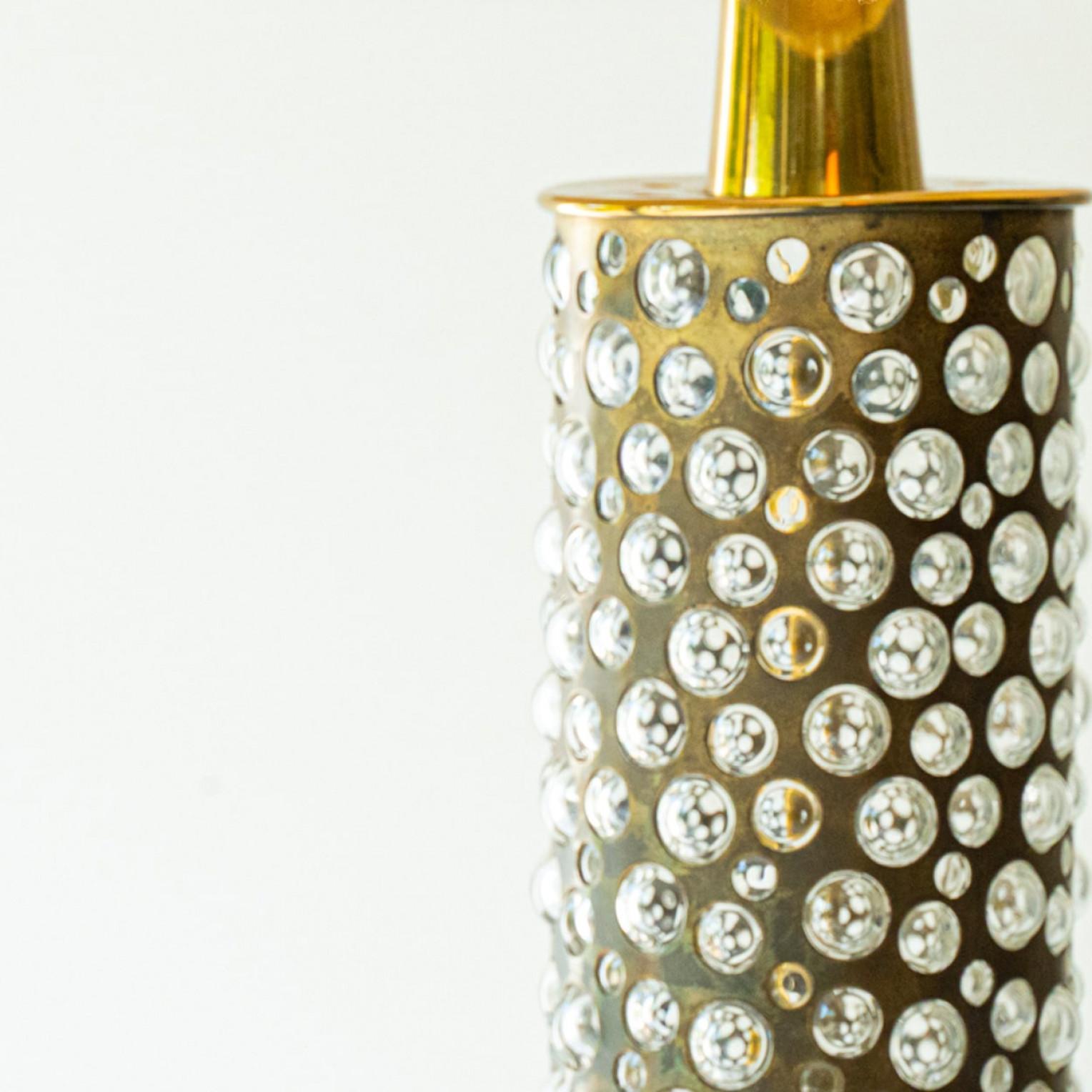 Ceramic 1 of the 5 XL Gold Warm Tones Table Lamps, Custom Silk Lamp Shades by R. Houben For Sale