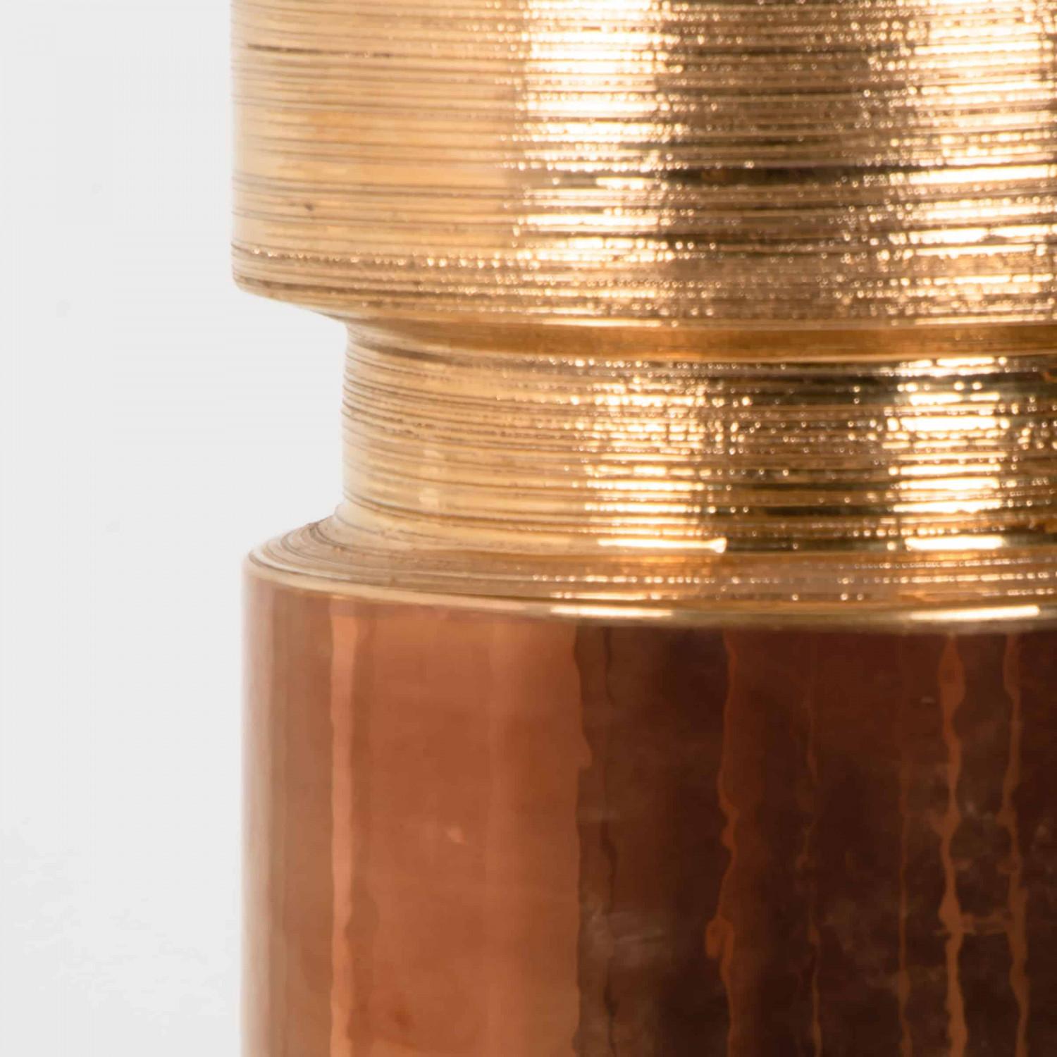 1 of the 5 XL Gold Warm Tones Table Lamps, Custom Silk Lamp Shades by R. Houben For Sale 5