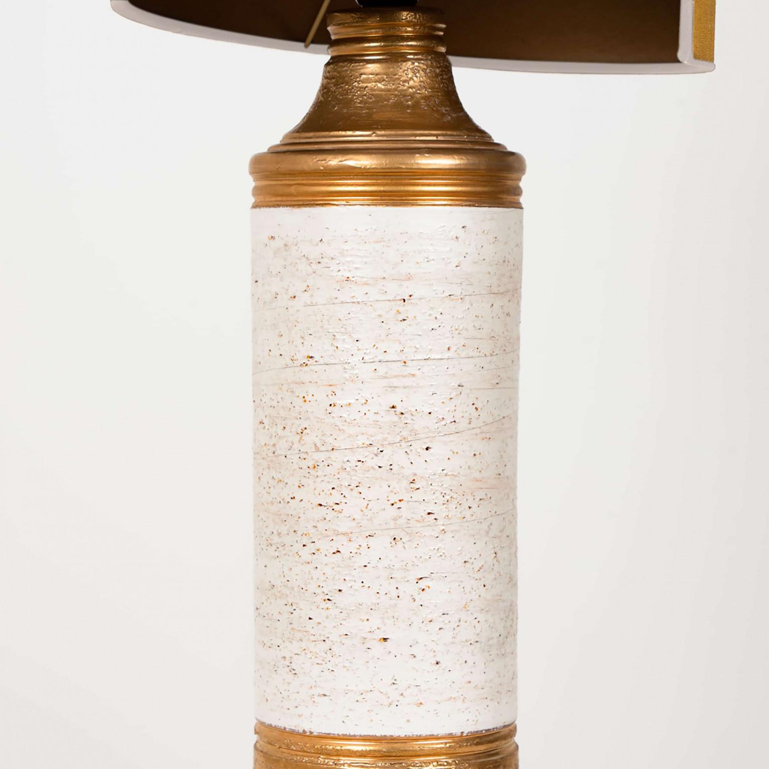 1 of the 5 XL Gold Warm Tones Table Lamps, Custom Silk Lamp Shades by R. Houben For Sale 2