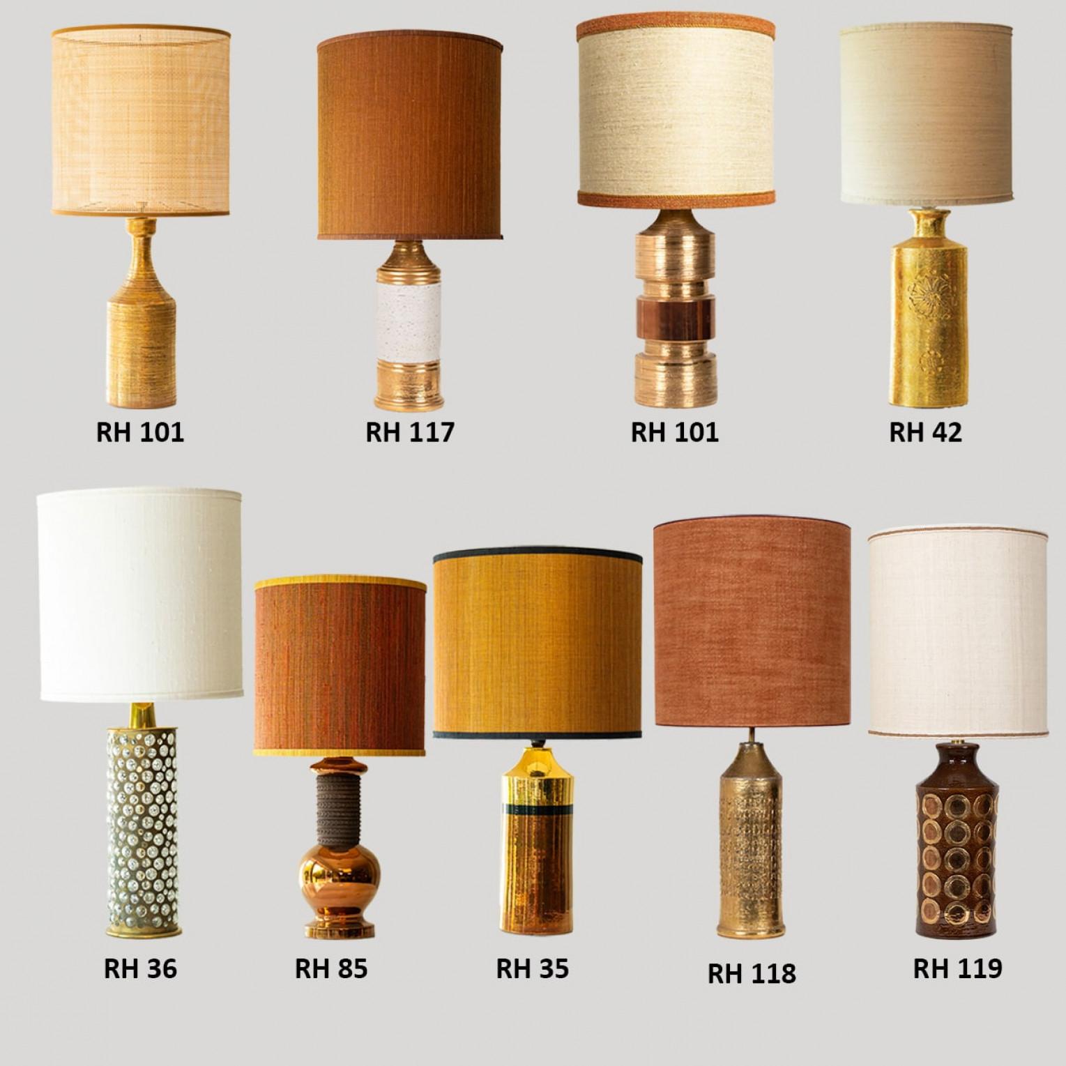 1 of the 5 XL Gold Warm Tones Table Lamps, Custom Silk Lamp Shades by R. Houben For Sale 8