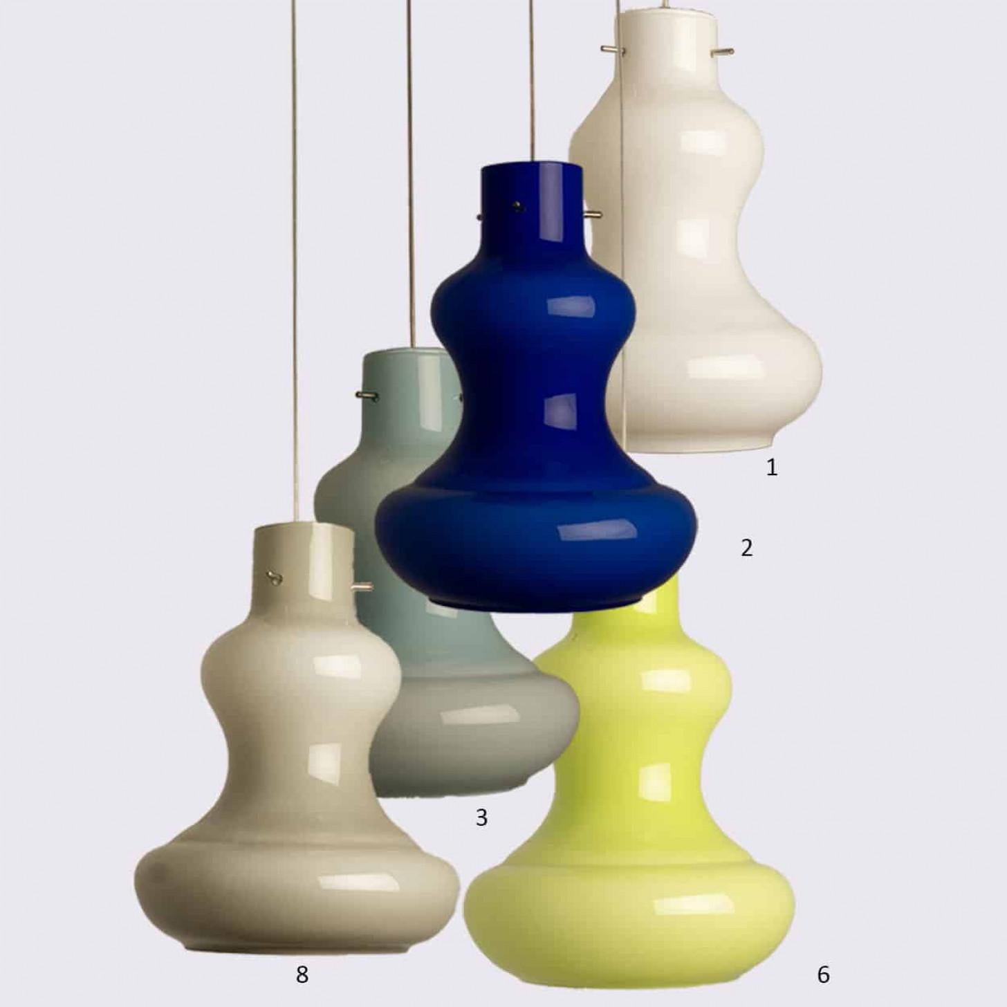 1 delle 5 luci a sospensione in vetro di Murano di Massimo Vignelli per Venini, 1960 In condizioni buone in vendita a Rijssen, NL