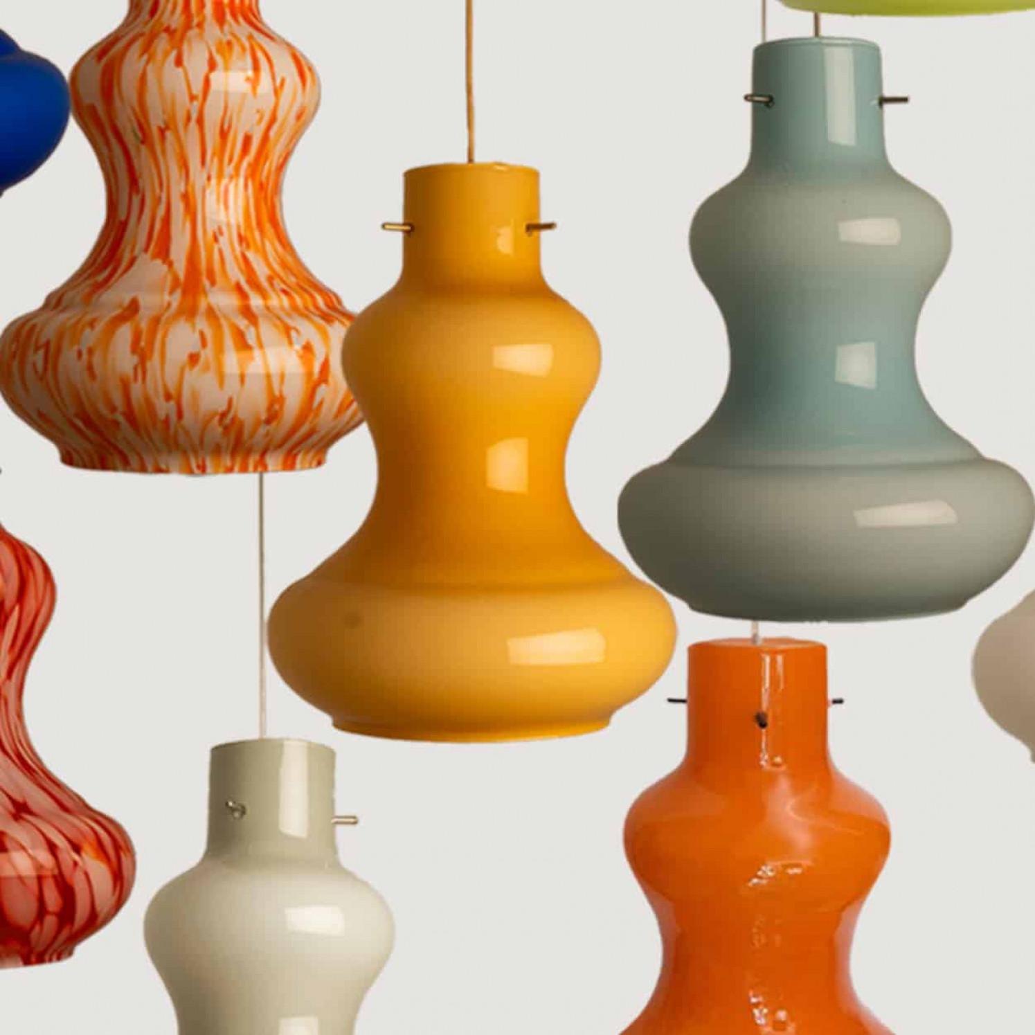 Altro Diverse lampade a sospensione in vetro di Murano di Massimo Vignelli per Venini, 1960 in vendita