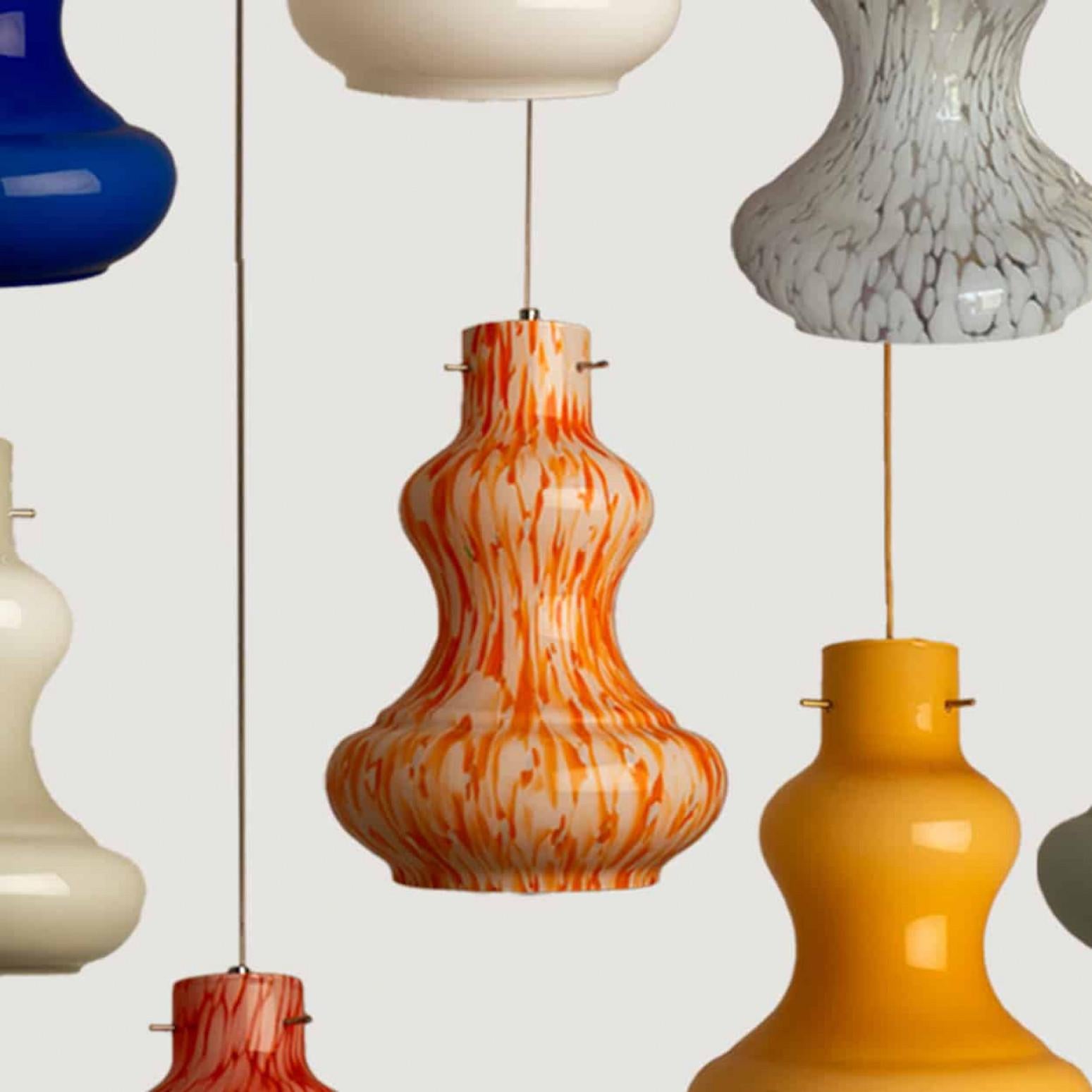 Diverse lampade a sospensione in vetro di Murano di Massimo Vignelli per Venini, 1960 in vendita 5