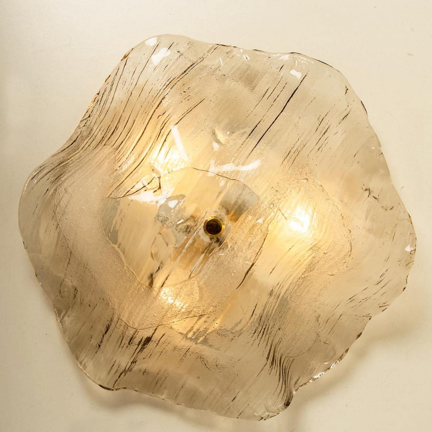 Metallo J.T. Kalmar Franken, lampade da parete a incasso in vetro trasparente, 1960 in vendita