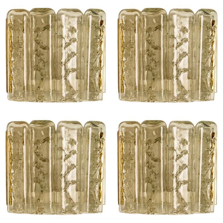1 des 5 Appliques structurées en verre soufflé et laiton par Doria, 1960 en vente