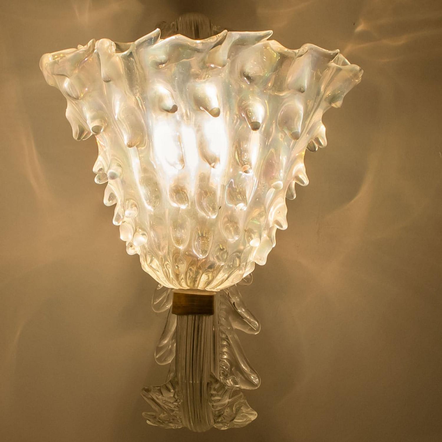 1 de los 6 Apliques de pared con pantallas de cristal, Seguso, Italia 1960 en venta 6