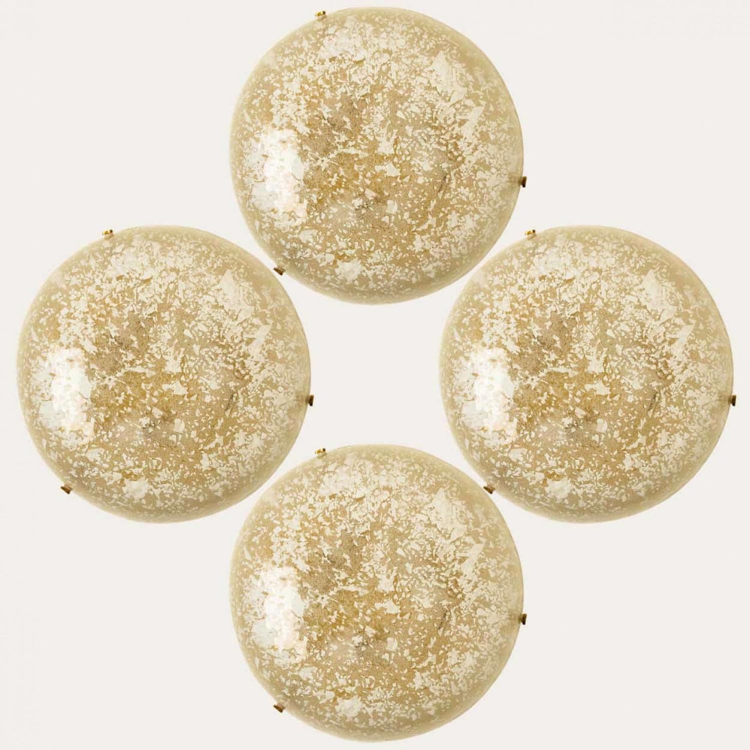 Mid-Century Modern 1 of the 4 Round Snowflake Glass Flush Mounts, Germany, 1970 For Sale