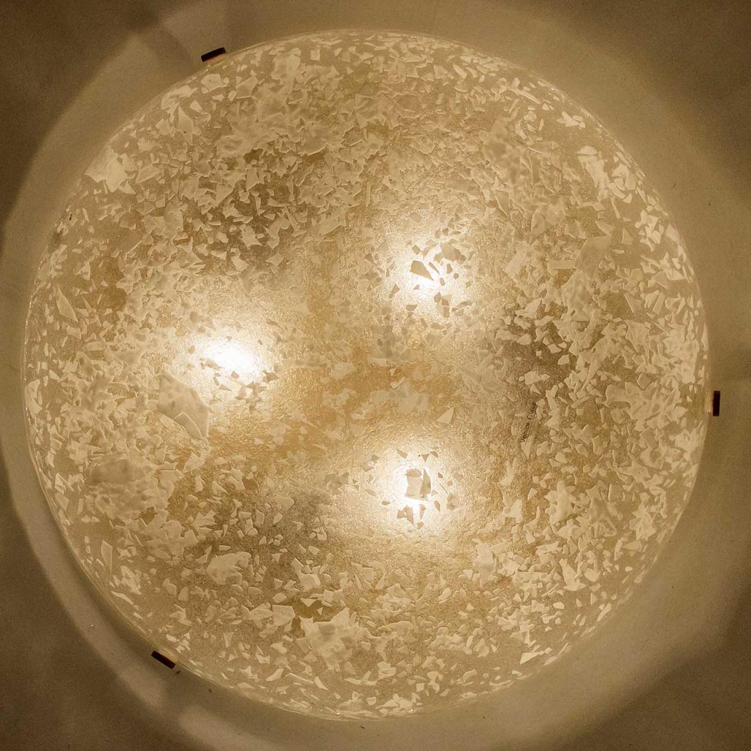 Late 20th Century 1 of the 4 Round Snowflake Glass Flush Mounts, Germany, 1970 For Sale