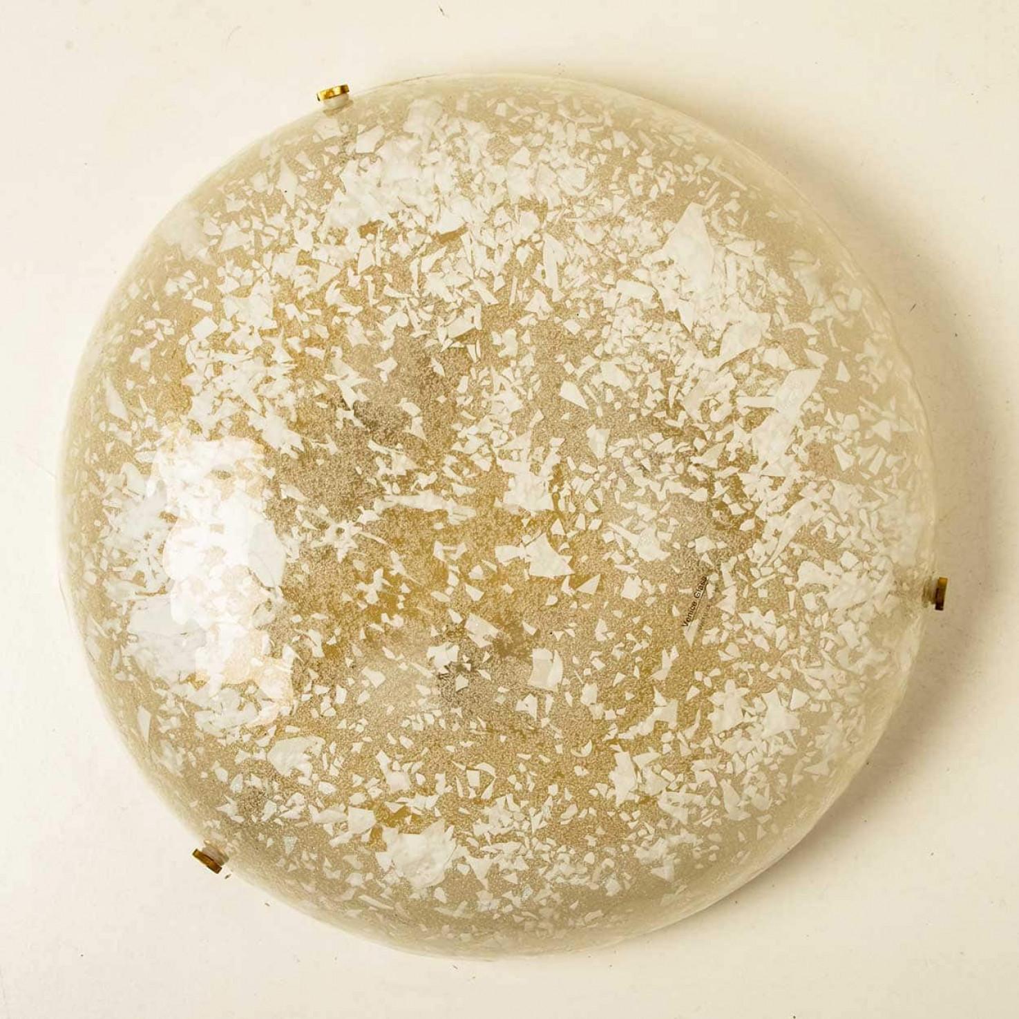 1 of the 4 Round Snowflake Glass Flush Mounts, Germany, 1970 For Sale 3