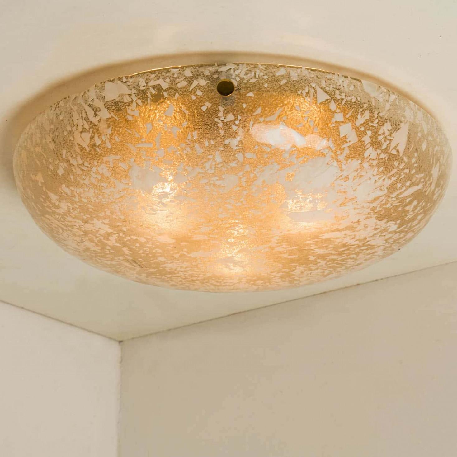 1 of the 4 Round Snowflake Glass Flush Mounts, Germany, 1970 For Sale 2