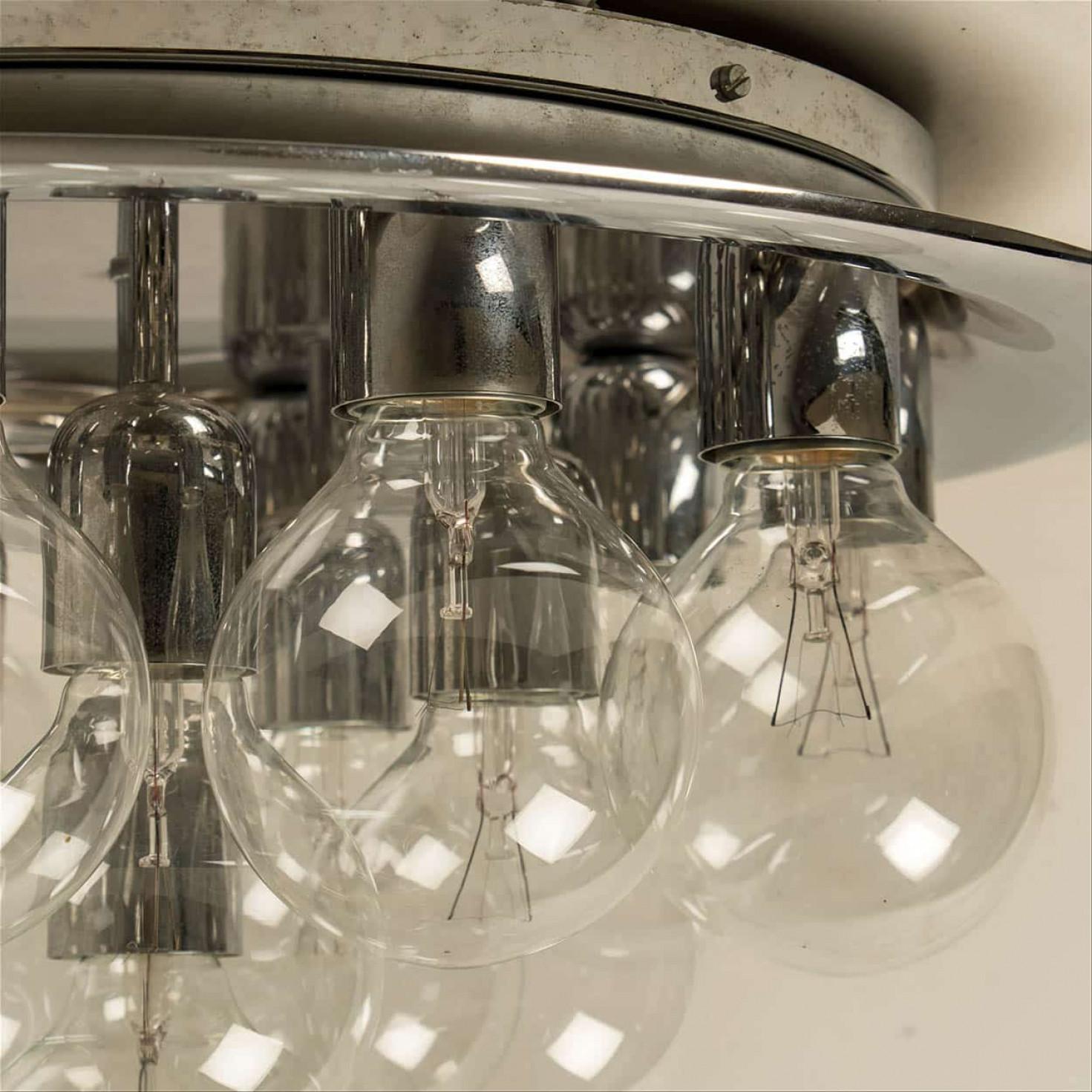 Chrome Large Wall or Ceiling Lamp in the style of Staff, 1970s For Sale
