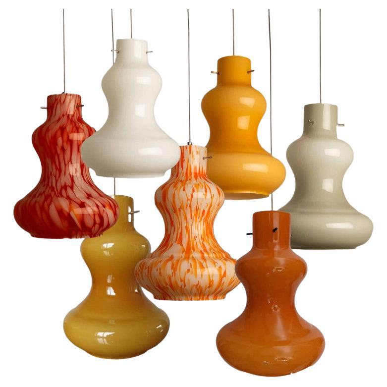 1 de las 7 Lámparas colgantes de cristal de Murano de Massimo Vignelli para Venini, 1960