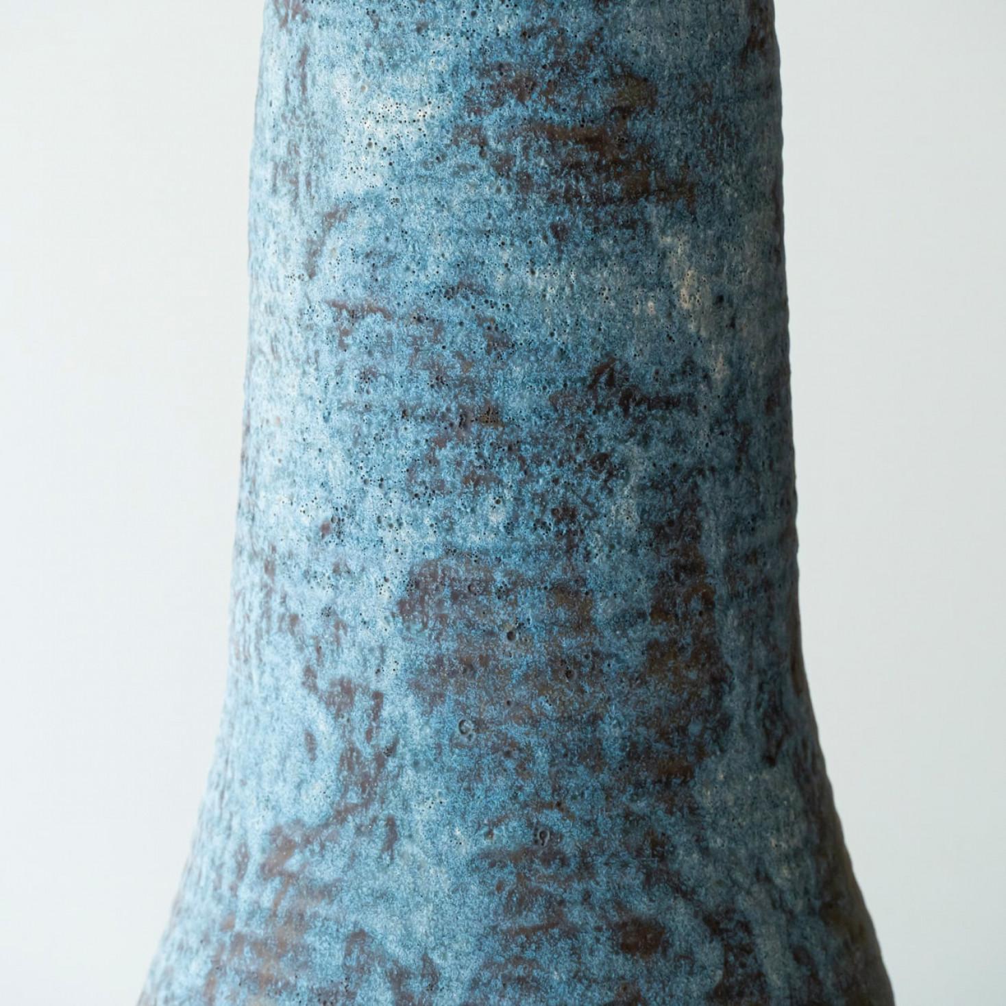 1 of the 3 XL Ceramic Floor Table Lamps, Custom Silk Lamp Shades by R. Houben For Sale 2