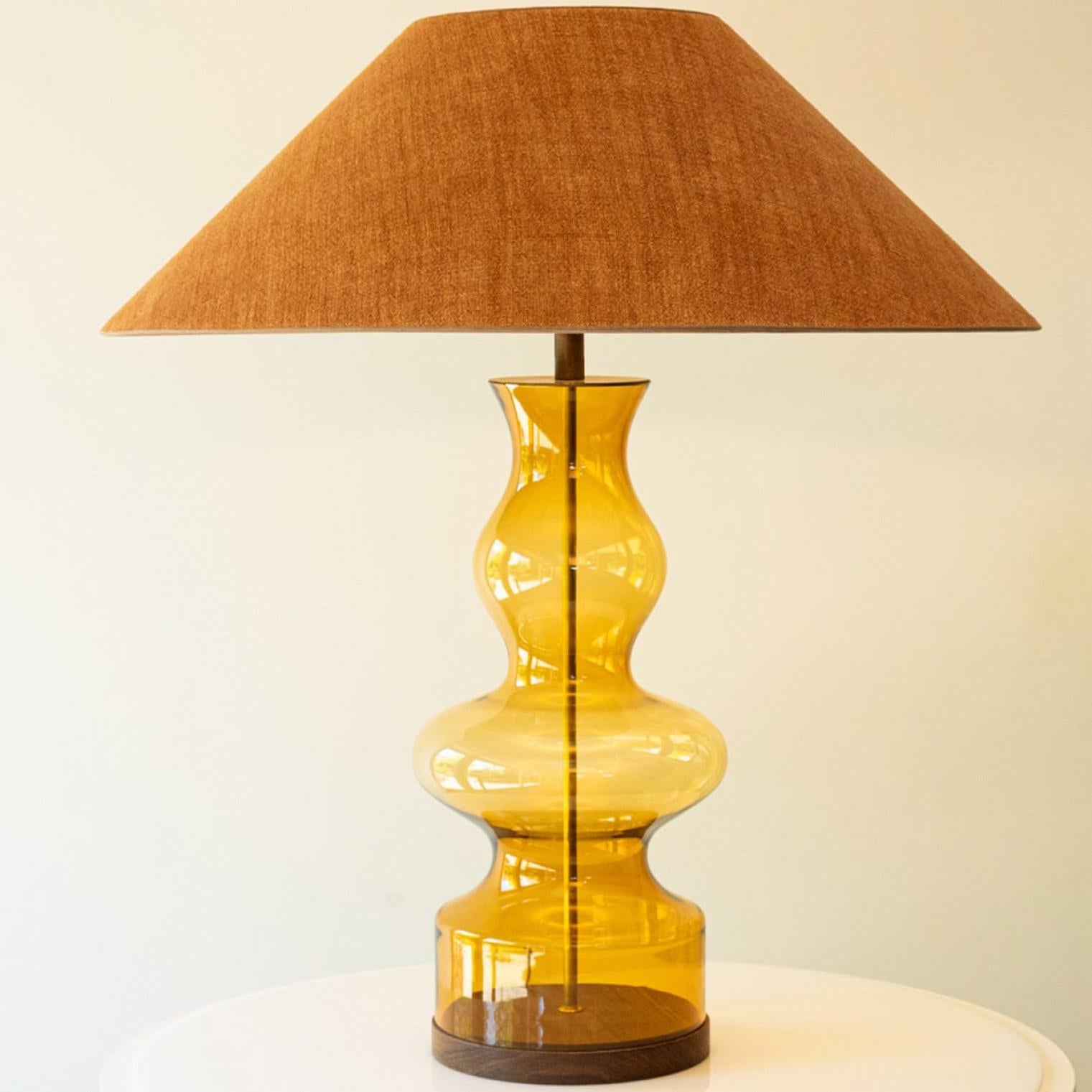 1 of the 6 Warm Tones Floor Table Lamps, Custom Silk Lamp Shades by R. Houben For Sale 4
