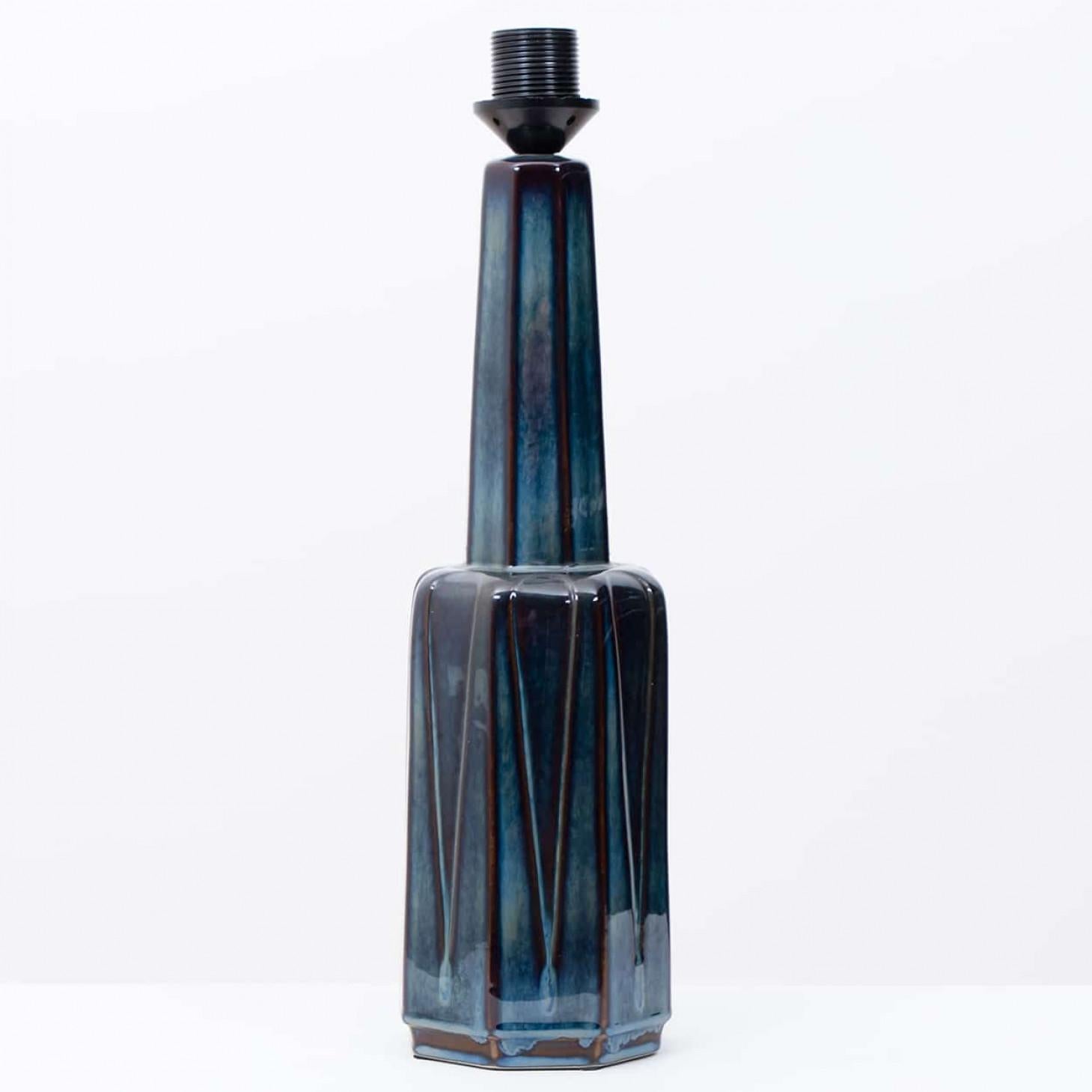 Metal 1 of the 2 Large Soholm Lamp with New Blue Silk Custom Made Lampshade Houben, 19 For Sale