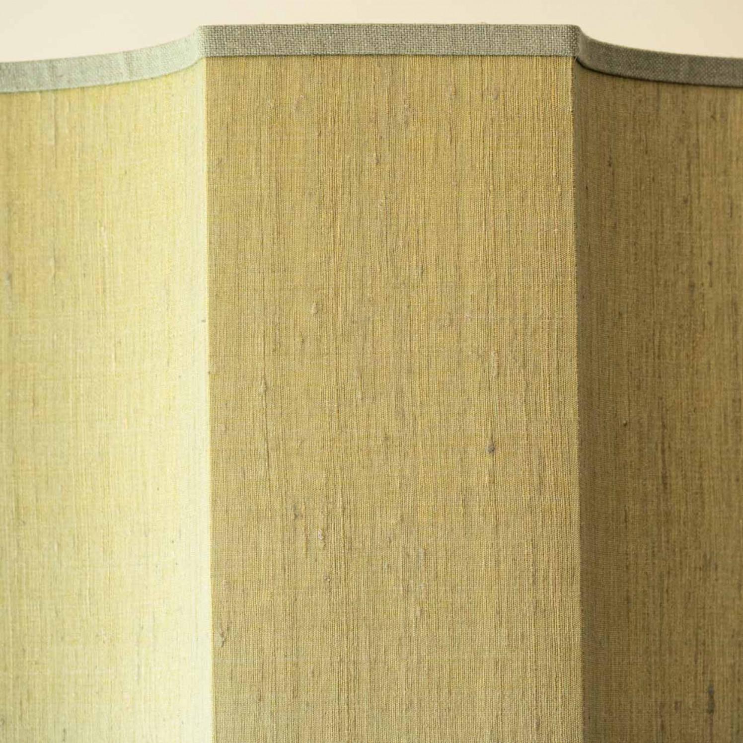 Large Pistachio Green Ceramic Table Lamp, Silk Lampshade by R. Houben For Sale 1