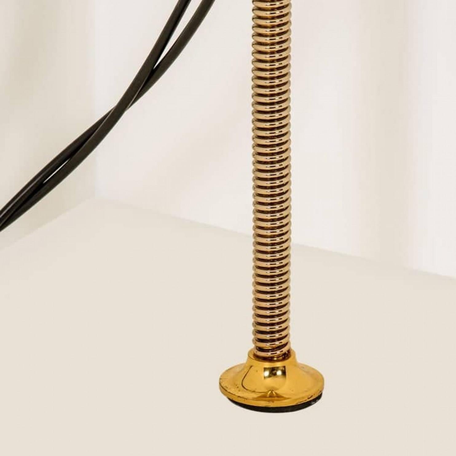 Florian Schulz Double Ball Brass Arc Floor Lamp, Height Adjustable, 1970 In Good Condition For Sale In Rijssen, NL