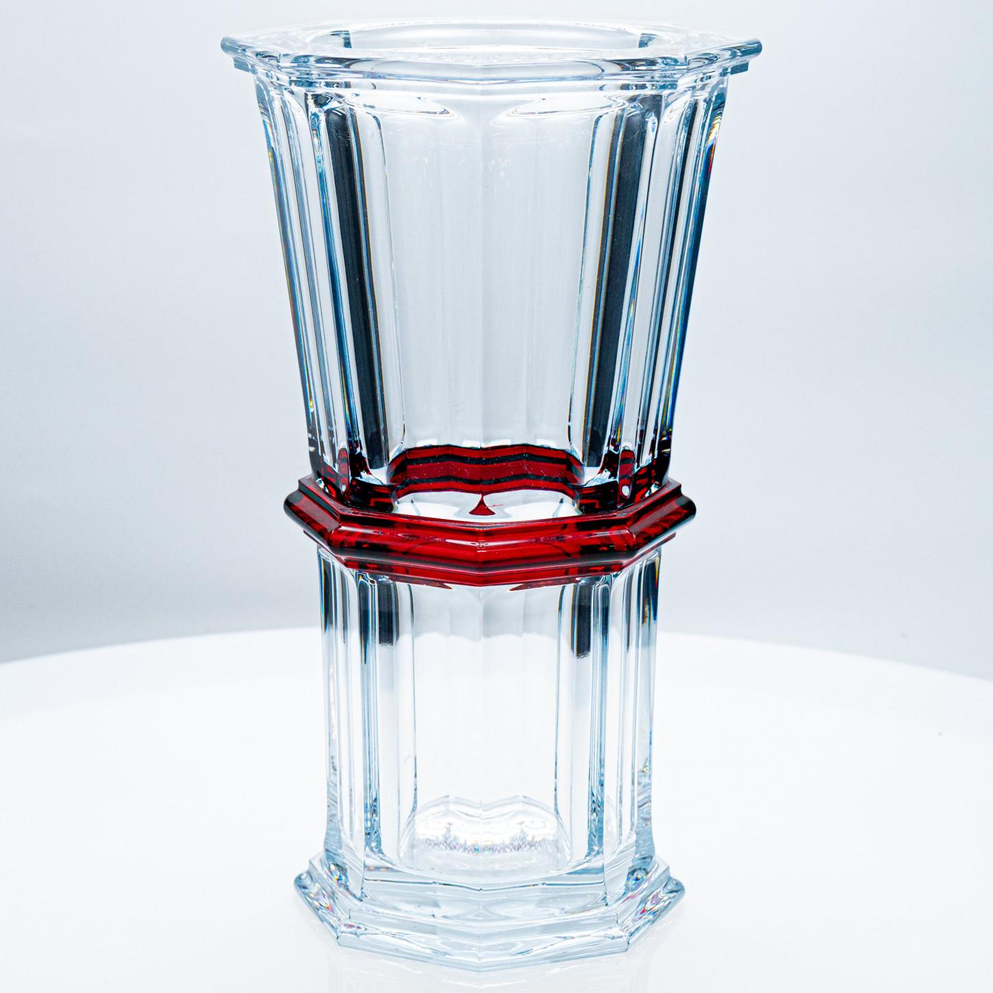 Ensemble XL de grands vases Baccarat et Saint Louis, cristal rouge profond, France en vente 2