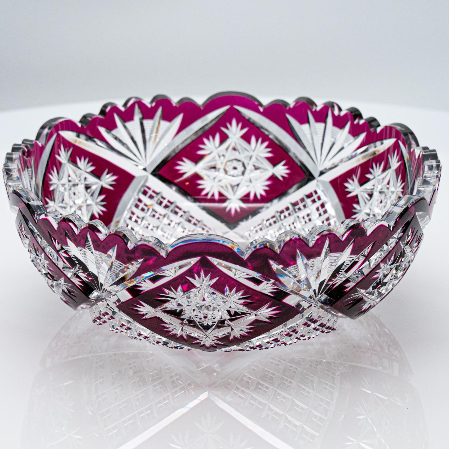 Metà XX secolo Set di 2 oggetti Baccarat e Saint Louis, cristallo viola, Francia, 1930 in vendita