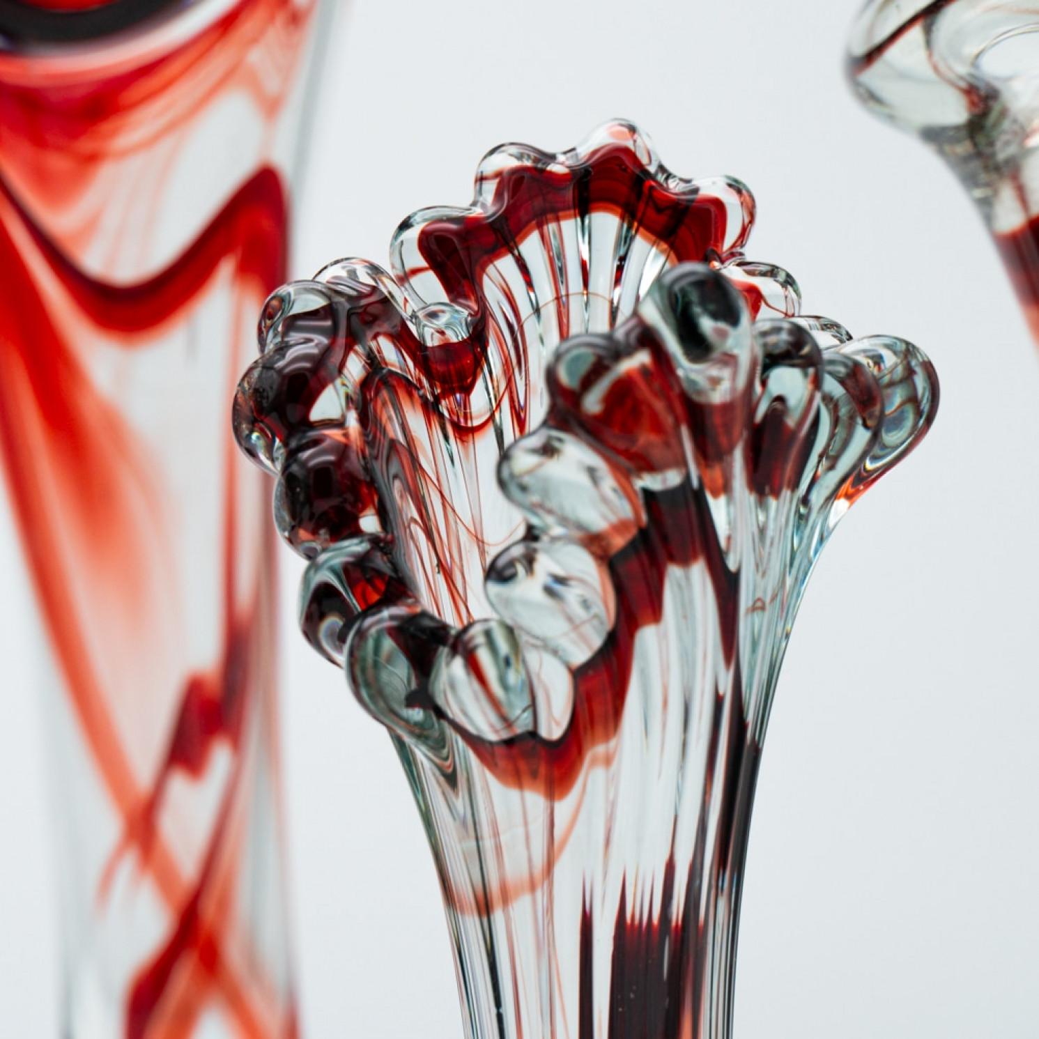 Late 20th Century Set of 7 Murano Multi-coloured Glass Vases, Italy, 1970 For Sale