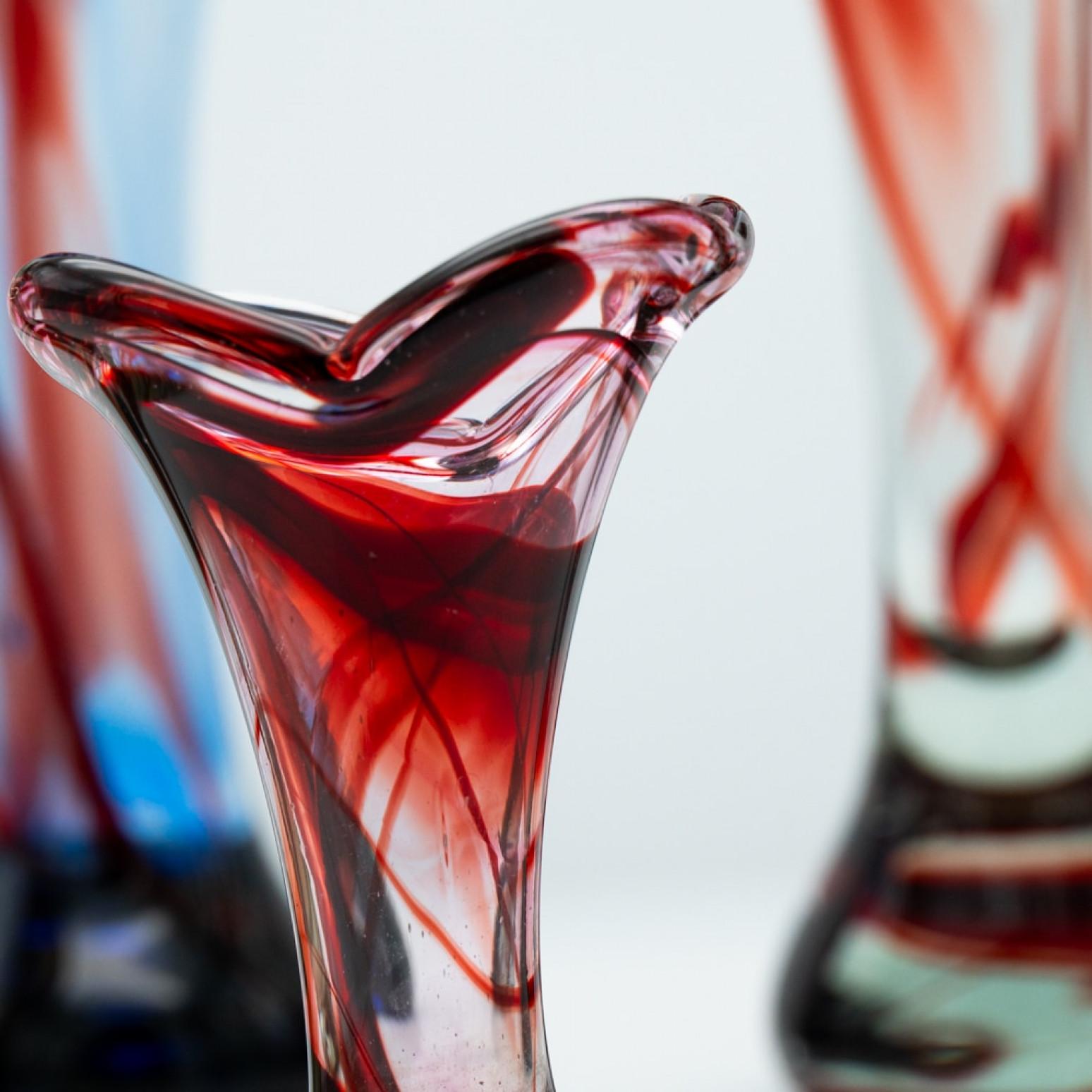 Set of 7 Murano Multi-coloured Glass Vases, Italy, 1970 In Good Condition For Sale In Rijssen, NL