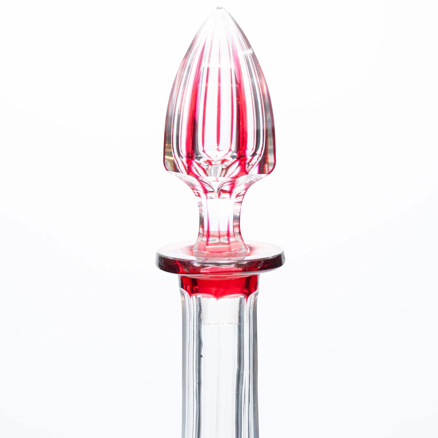 Fatto a mano Set di 3 oggetti Baccarat e Saint Louis, cristallo rosso, Francia, 1930 in vendita