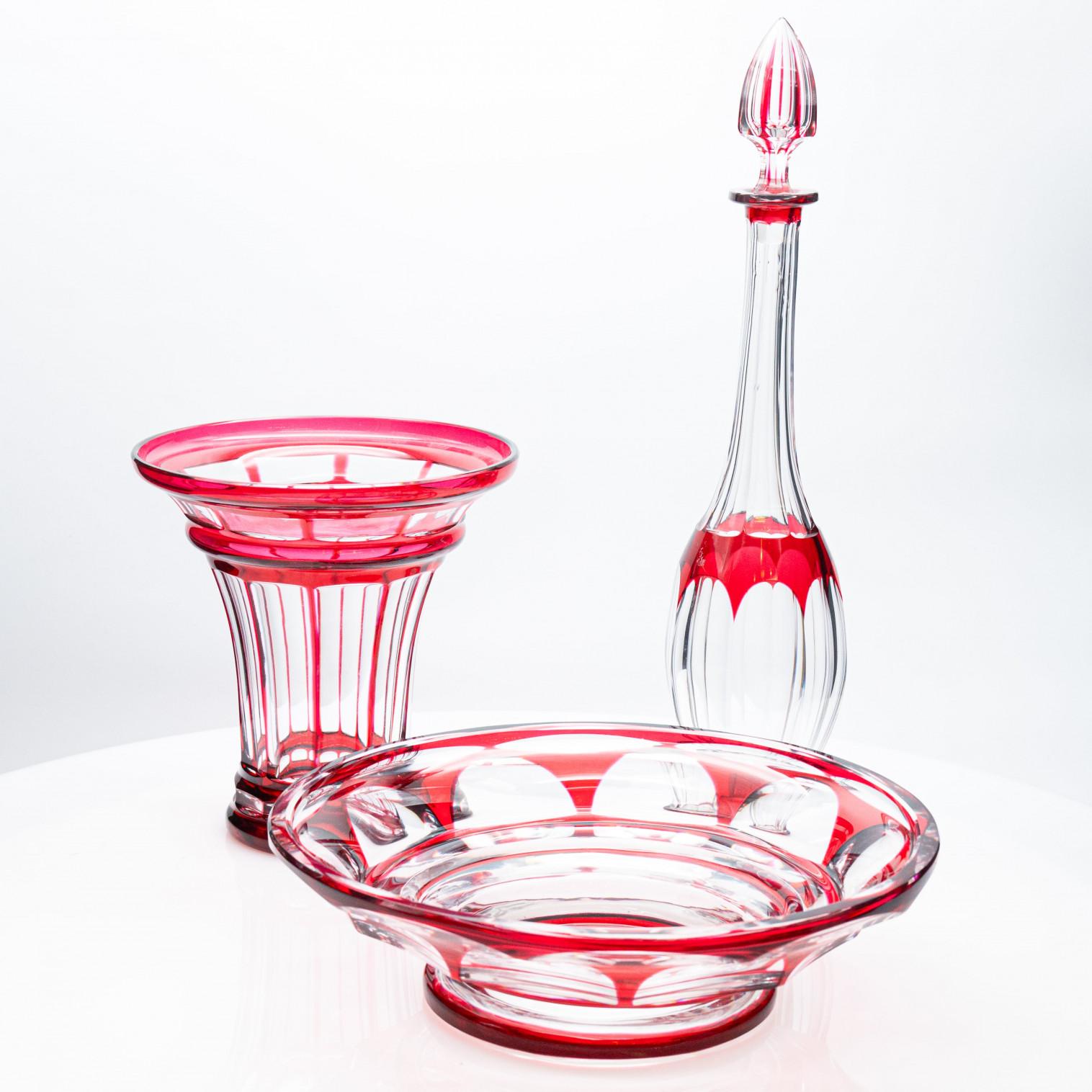 Set di 3 oggetti Baccarat e Saint Louis, cristallo rosso, Francia, 1930 in vendita 4