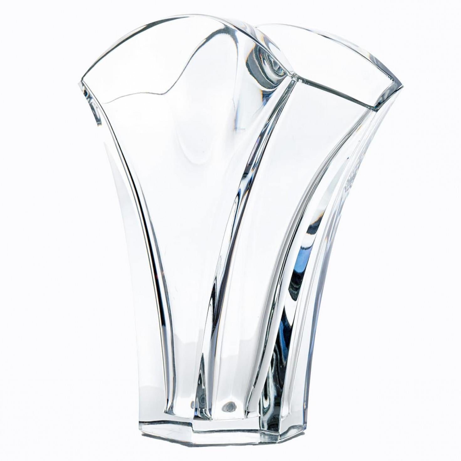 Pair of Baccarat Signed, Extra Large Ginkgo Crystal Vases, France For Sale 1