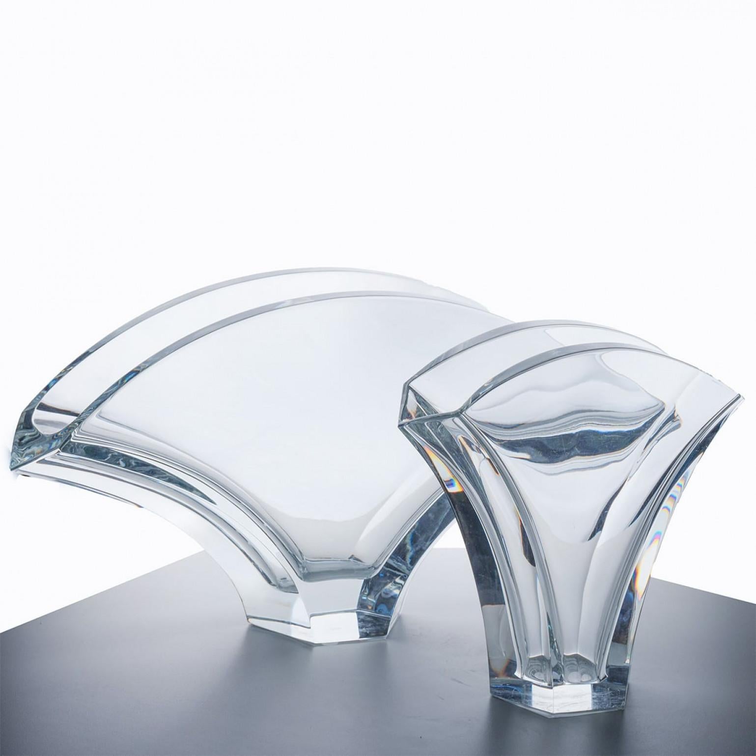 Other Pair of Baccarat Signed, Extra Large Ginkgo Crystal Vases, France For Sale