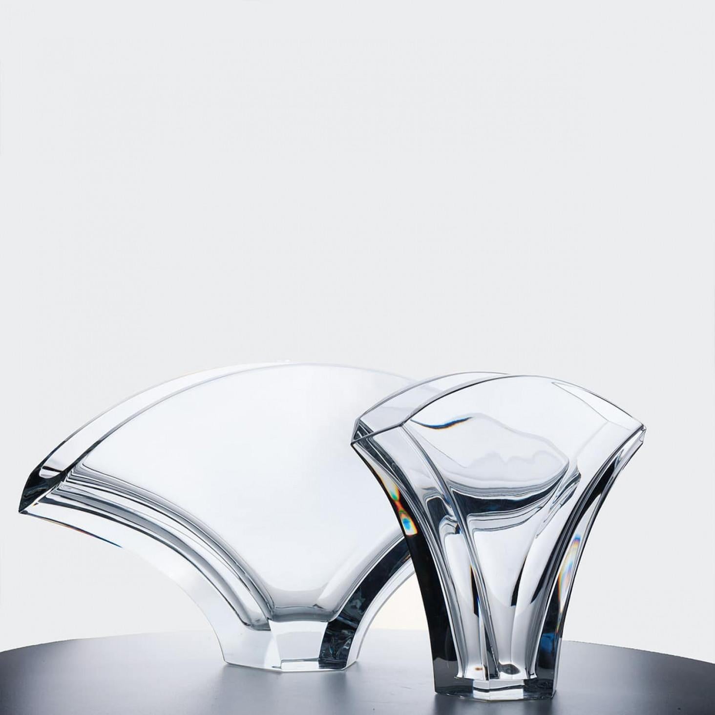 Pair of Baccarat Signed, Extra Large Ginkgo Crystal Vases, France For Sale 6