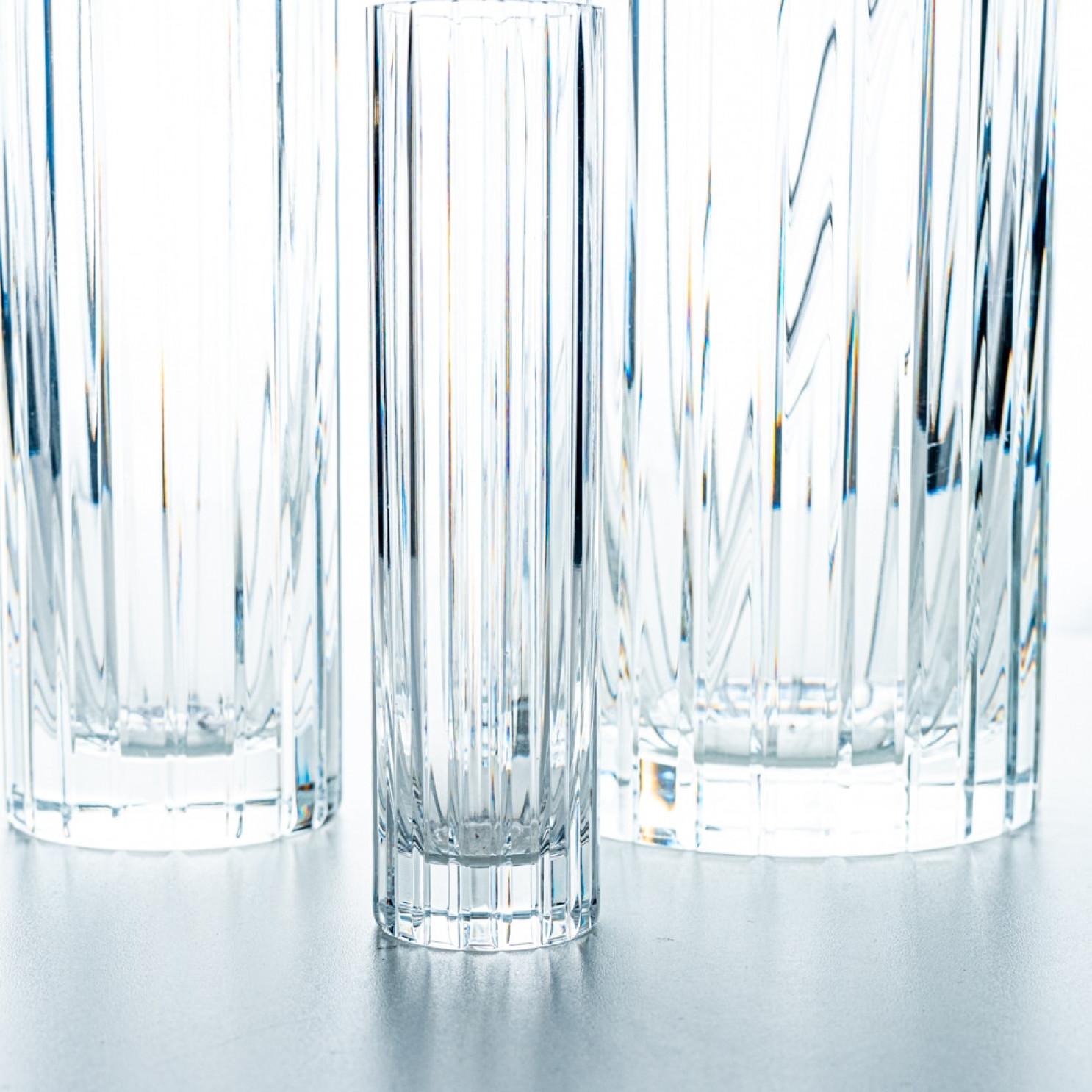 Art Deco Baccarat, Set of 3 Vases, Cylindrical Crystal, 1975, France For Sale