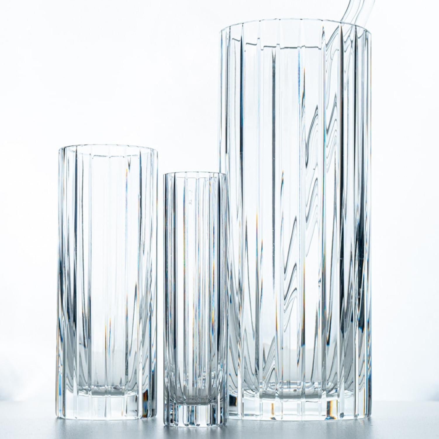 Baccarat, Set of 3 Vases, Cylindrical Crystal, 1975, France For Sale 2