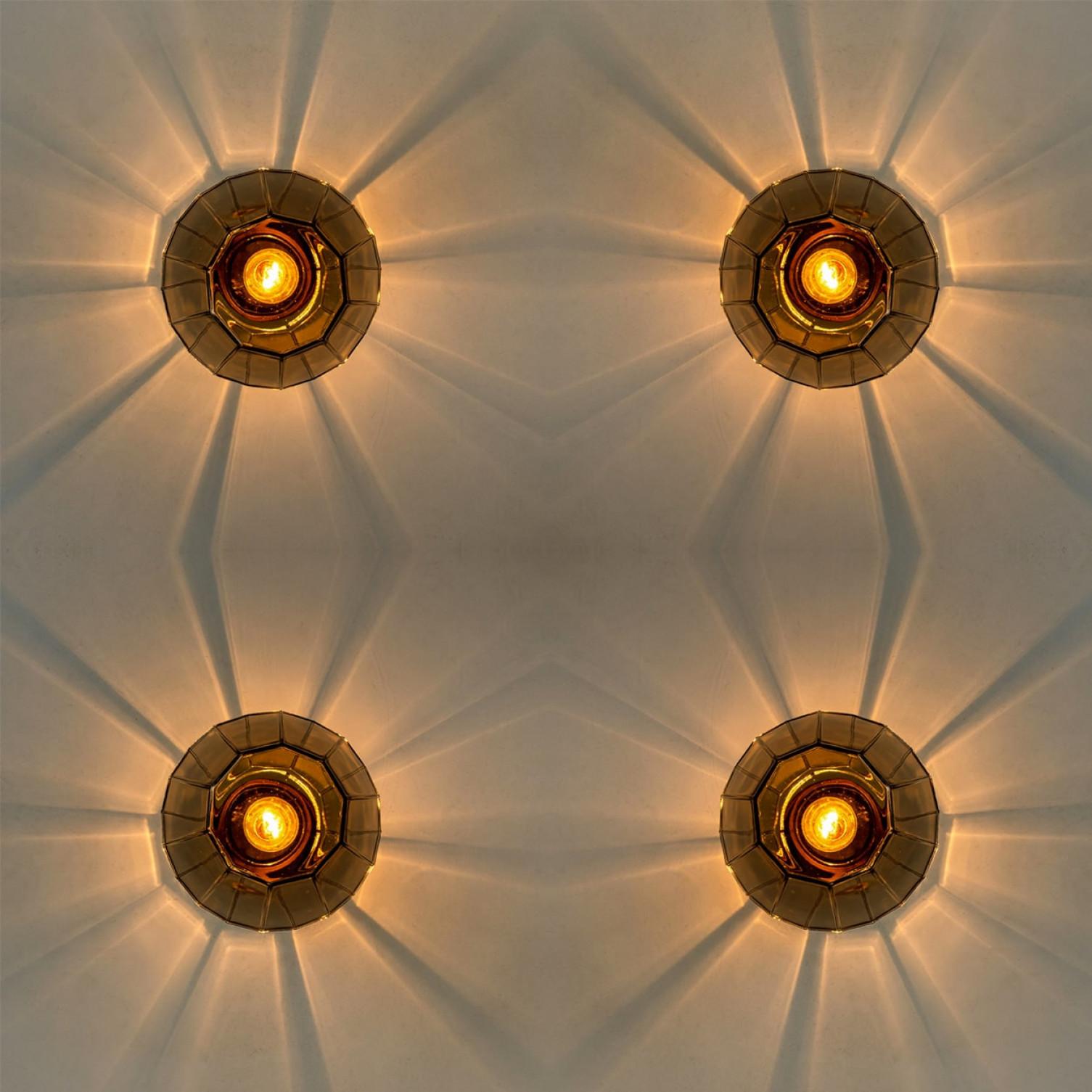 Other 1 of the 4  Smoked Glass Flush Mount from Glashütte Limburg, 1970s For Sale