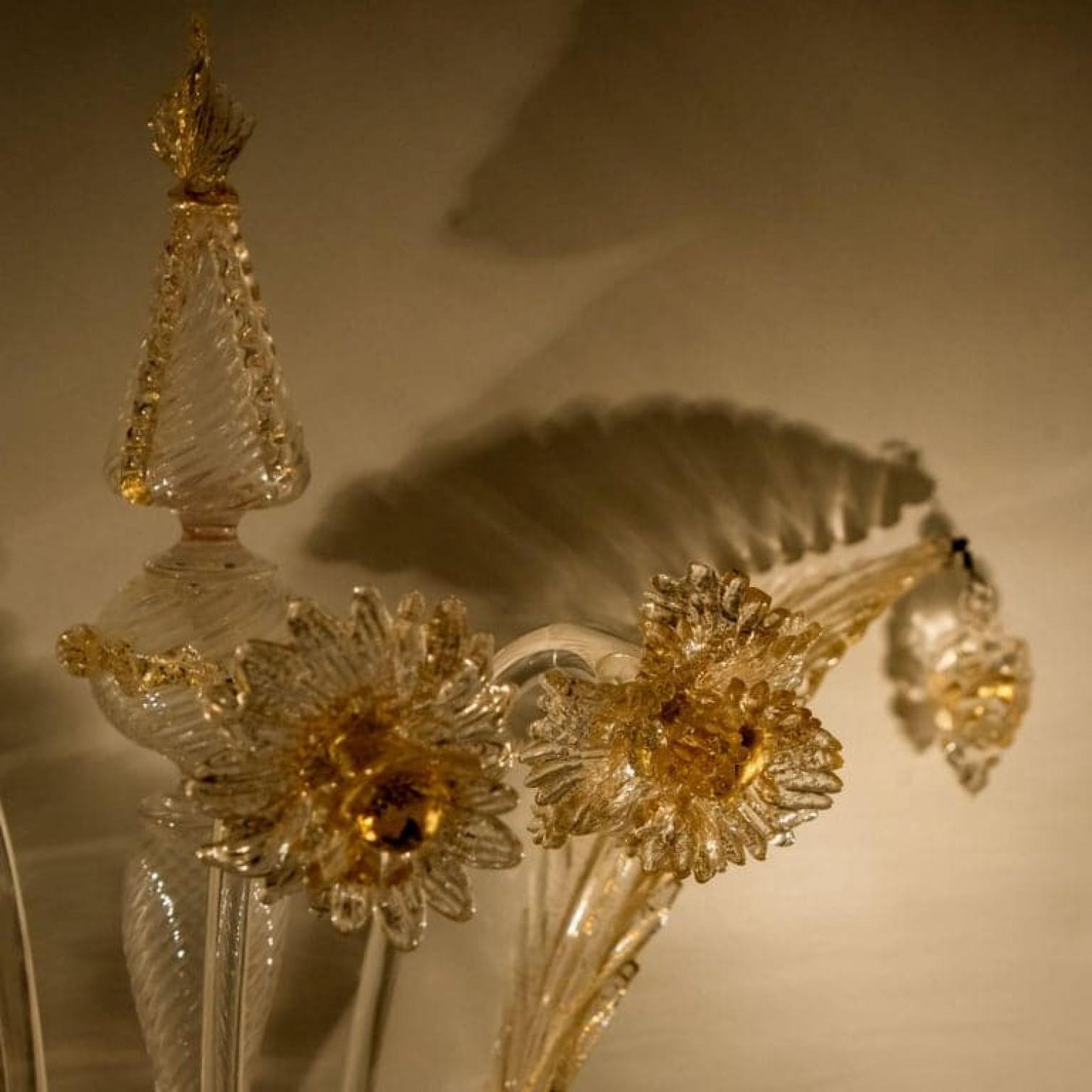 Pair of Rich Venetian Wall Sconces, Venice, Murano, circa 1960 For Sale 3