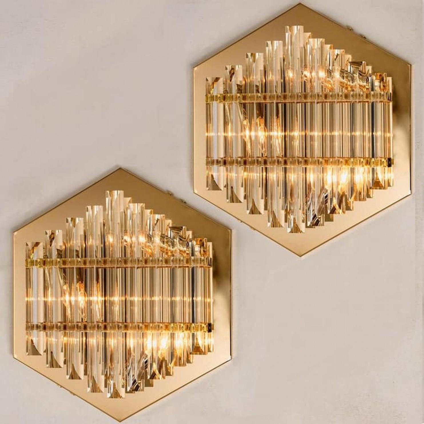 1 des 6 grandes appliques en verre de style Venini avec des cristaux tripodes, 1969 en vente 4