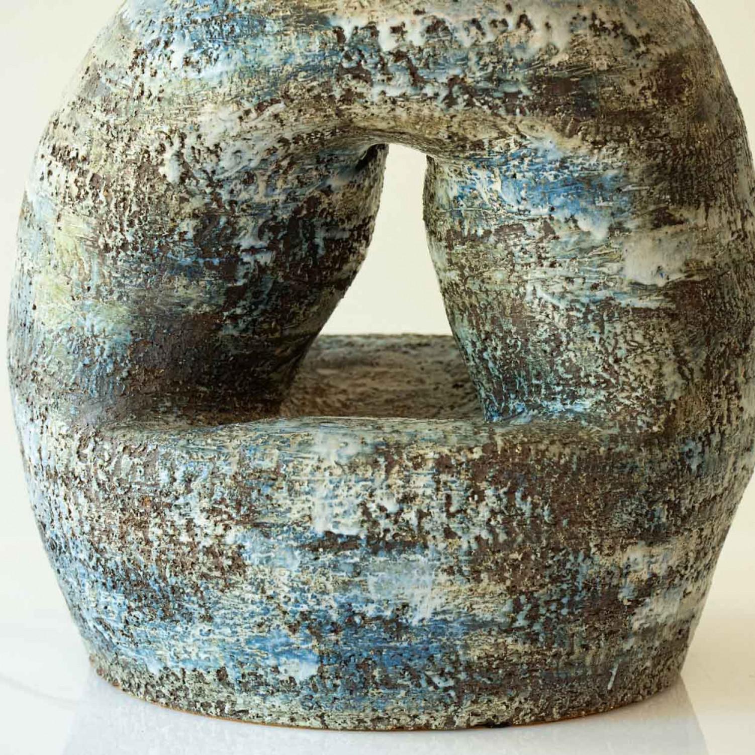 Late 20th Century Extra Large Ceramic Table Floor Lamp, New Lampshade by R. Houben, 1970 For Sale
