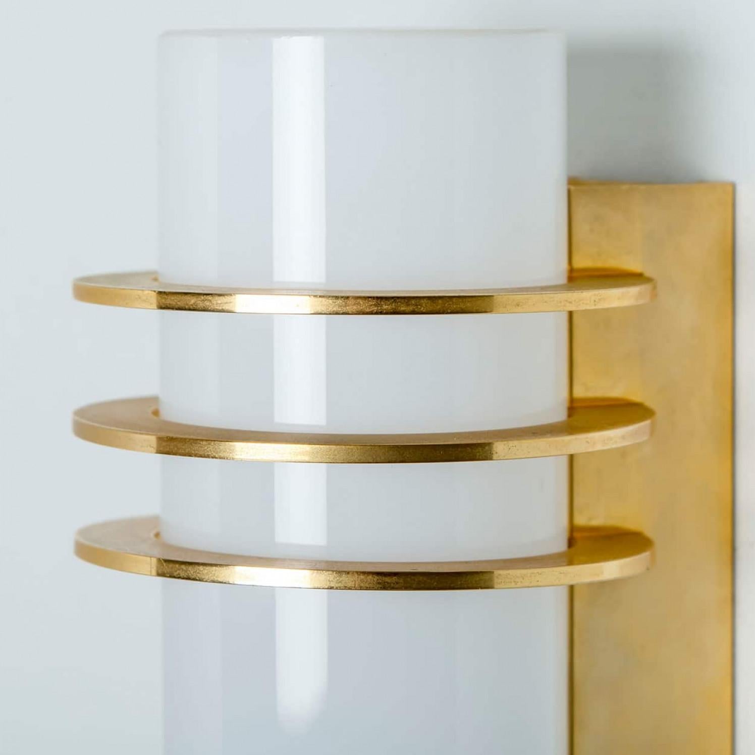 Pair of Opaline Glass Wall Lights by Glashütte Limburg, 1960 For Sale 3